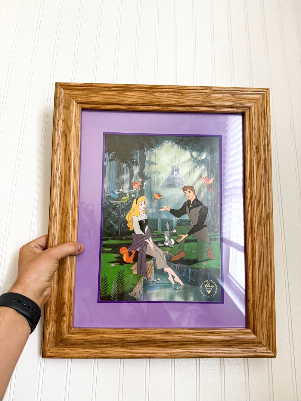 Vintage Framed Disney Sleeping Beauty Print with Purple Mat